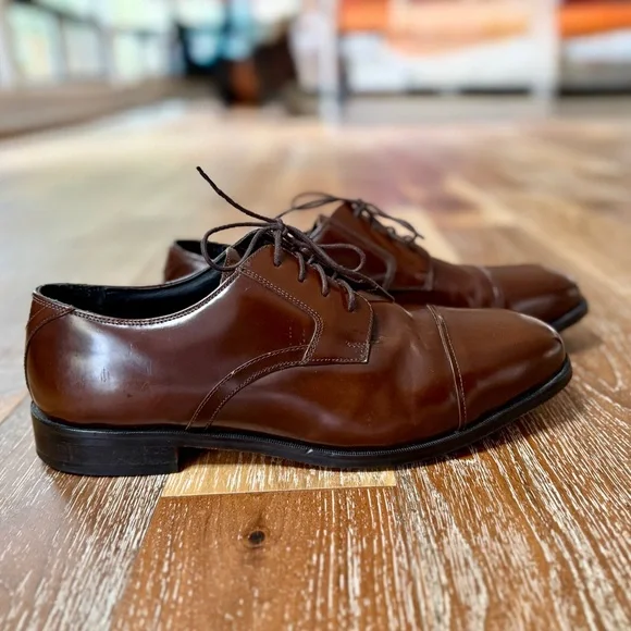 Nunn Bush Brown Leather Lace Up Men’s Oxford / Cap Toe Dress Shoes / Size 12 - Picture 1 of 6